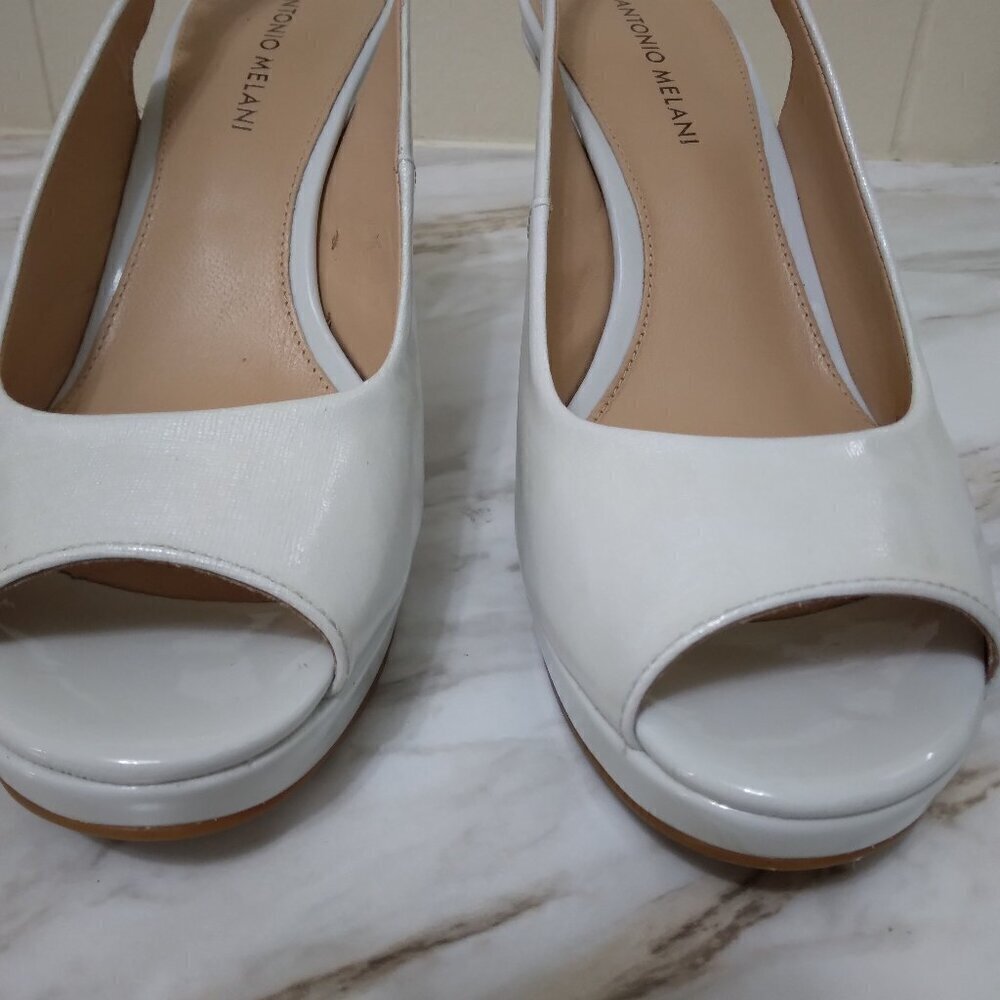 Antonio Melani | "Haleen" Patent Leather Peep Toe Slingback Heel Blue | Size 9M - Picture 4 of 12